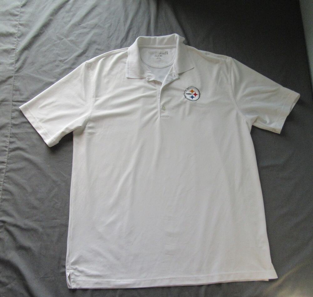 NFL Pittsburgh Steelers Greg Norman Collection Polo Golf Shirt White Men's XL